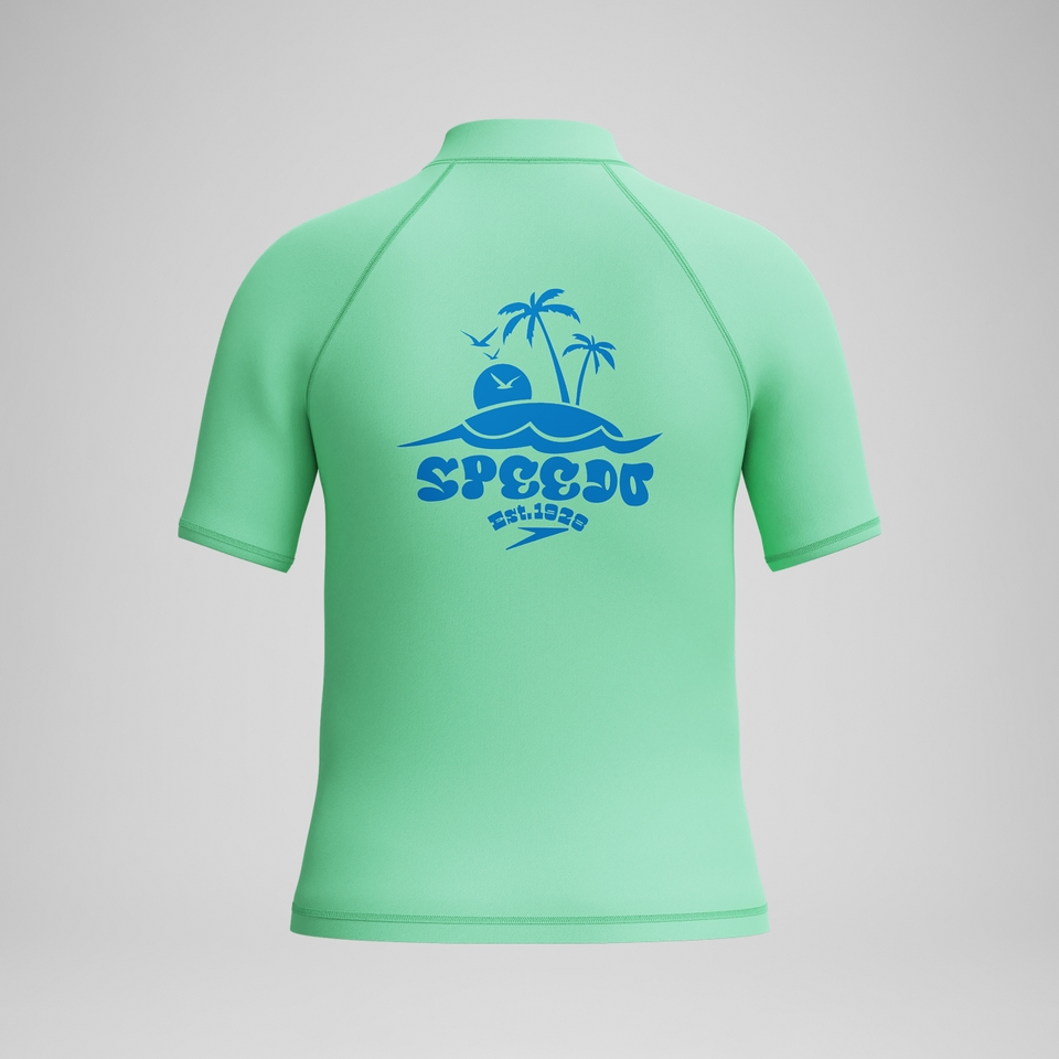 Jungen Kurzarm-Rashguard Grün