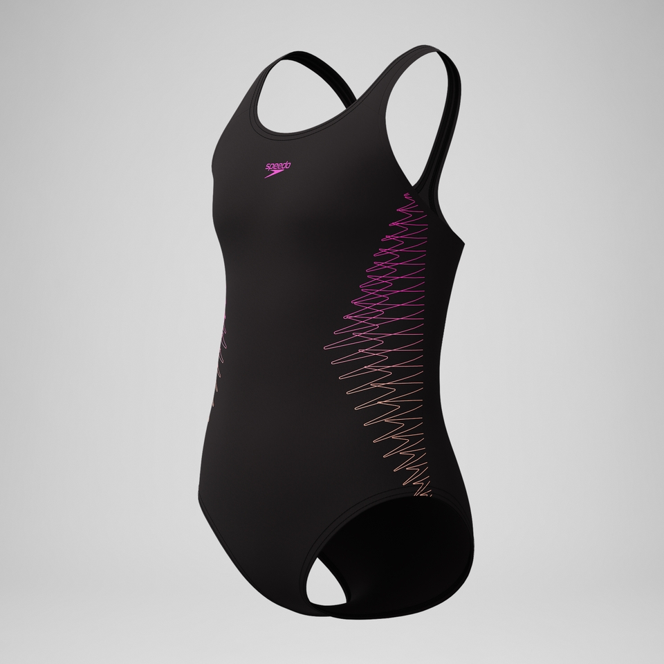 Girls Placement Muscleback Swimsuit Black/Peach