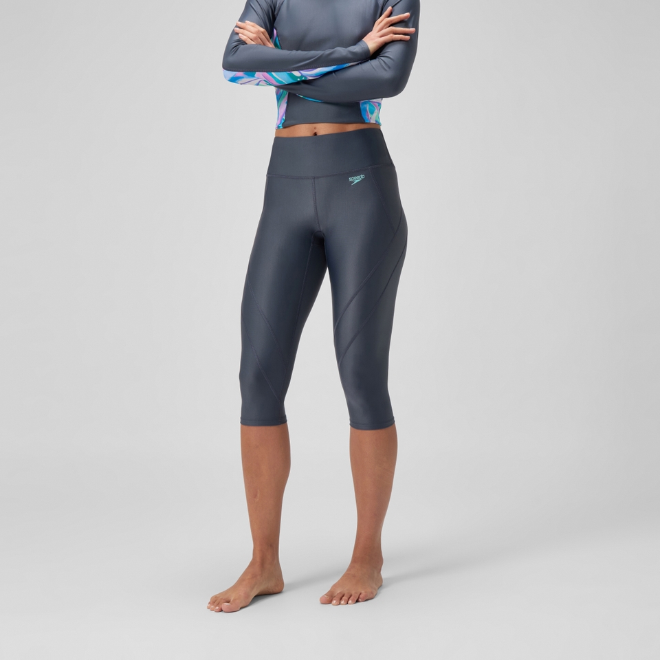 Damen Solid Panel 3/4-Leggings Grau