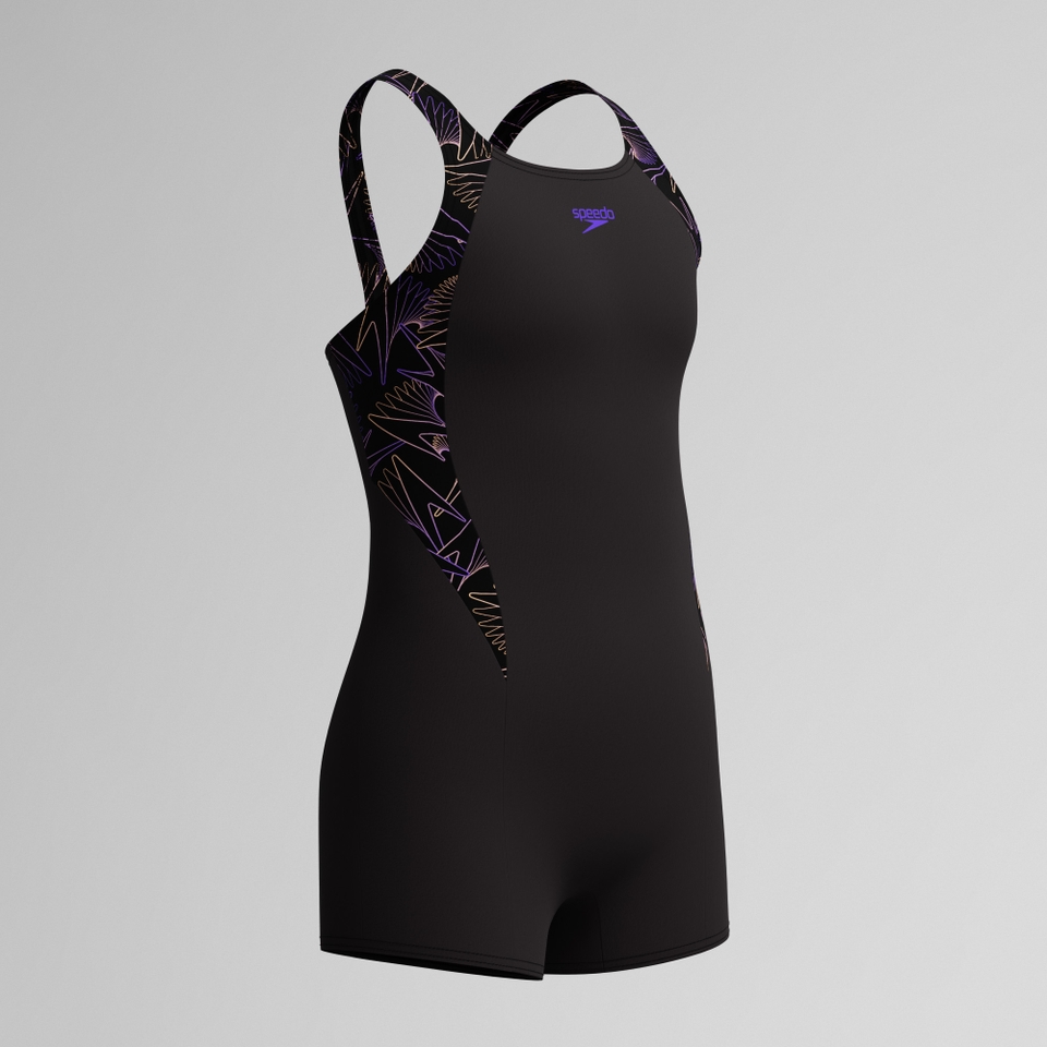 Girls Hyperboom Splice Legsuit Black/Peach