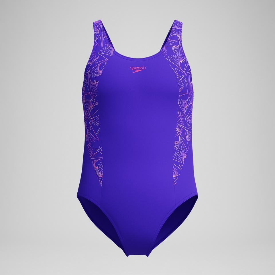 Mädchen Hyperboom Splice Muscleback Badeanzug Violett/Pink