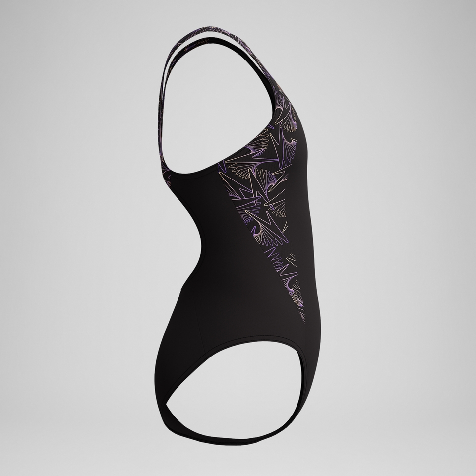 Girls Hyperboom Splice Muscleback Swimsuit Black/Peach