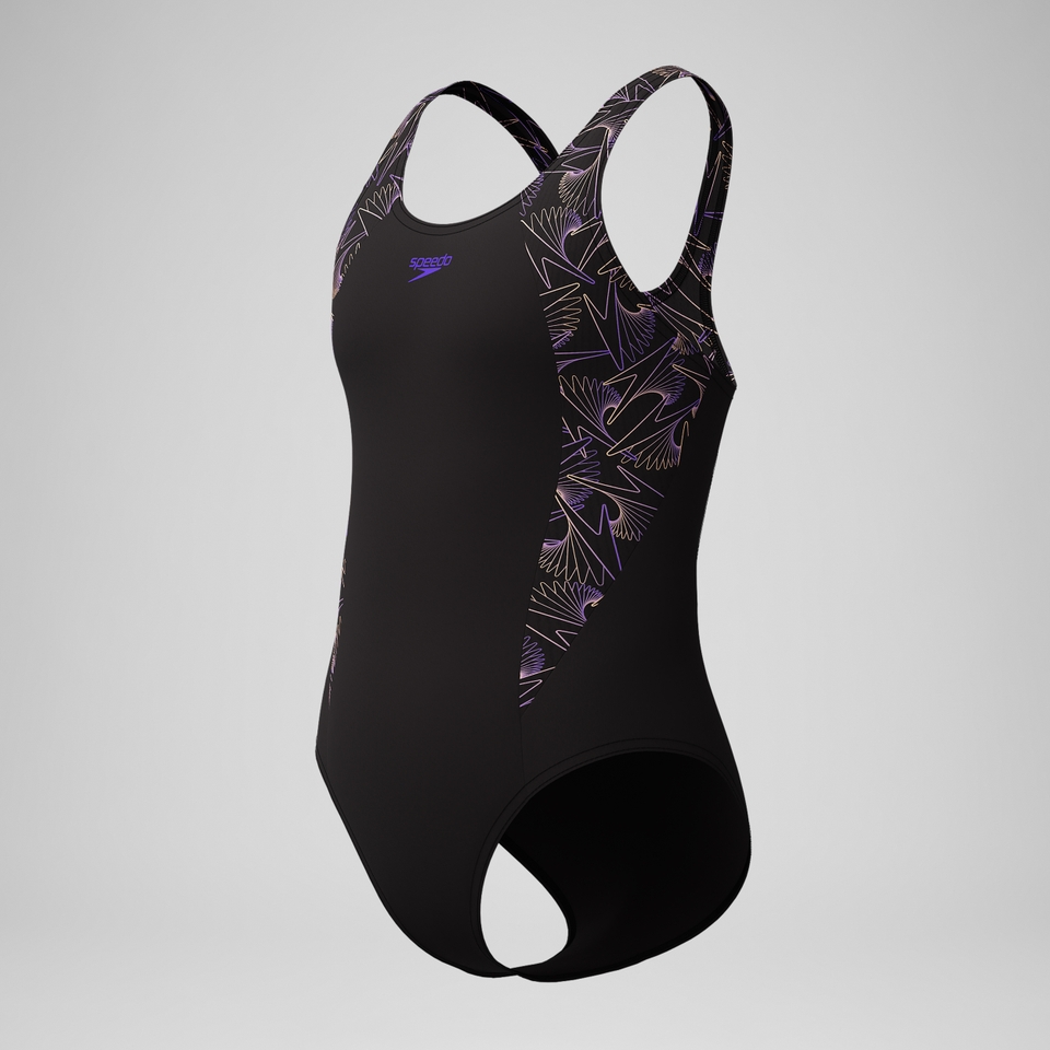 Girls Hyperboom Splice Muscleback Swimsuit Black/Peach