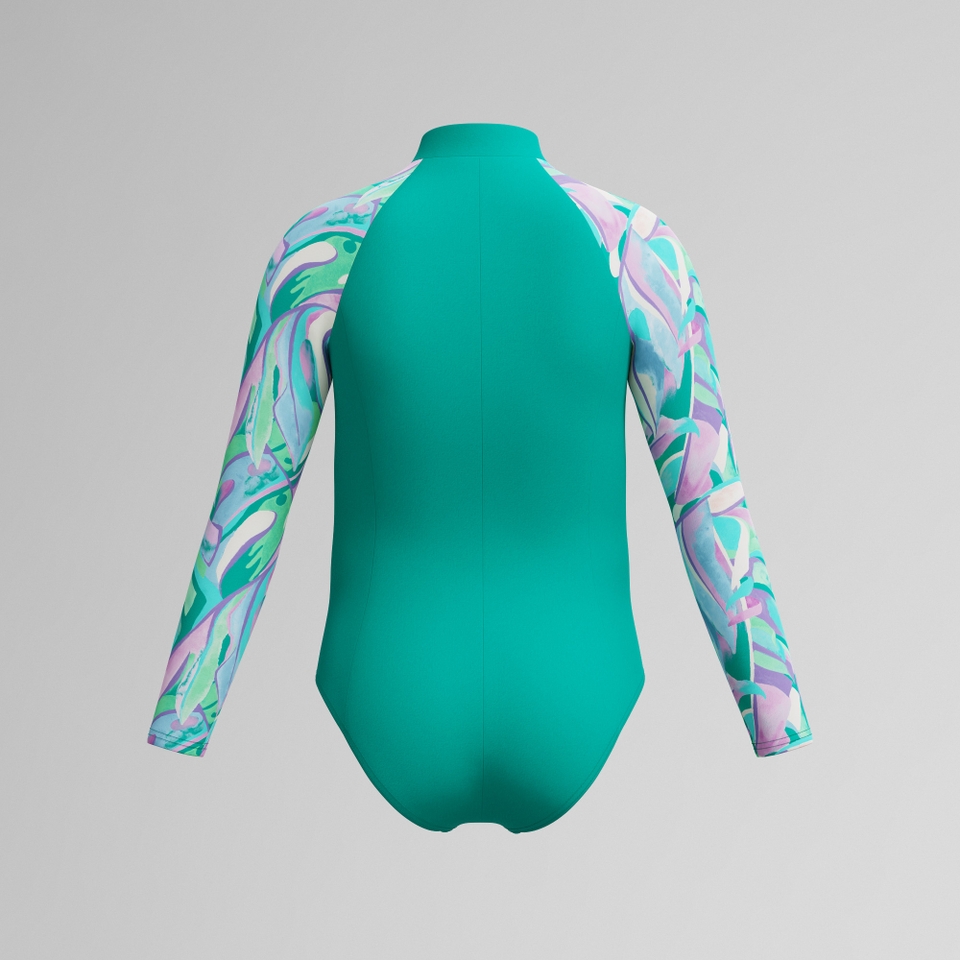Girls Long Sleeve Swimsuit Turquoise