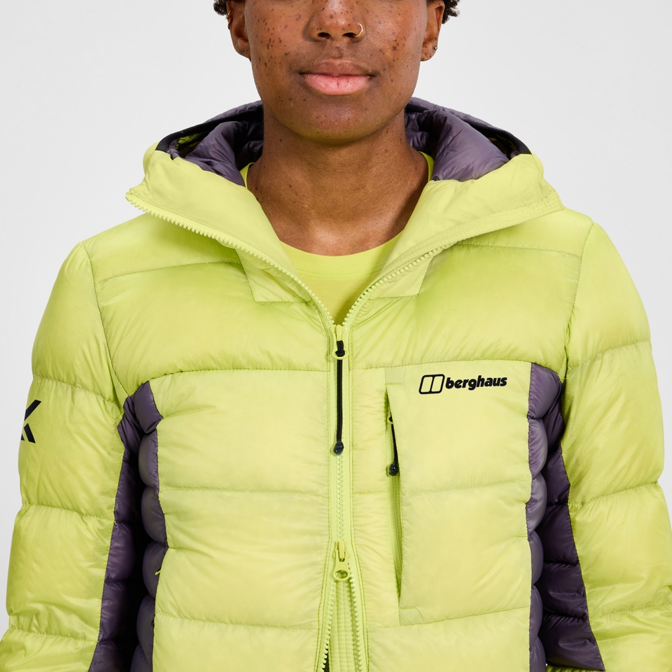 MTN Arete Ultra Daunen-Hoody für Damen - Gelb/Lila