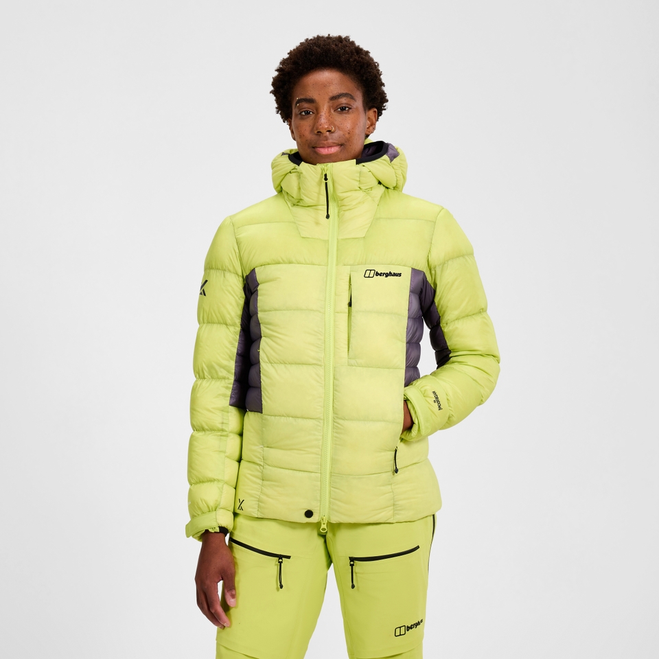 MTN Arete Ultra Daunen-Hoody für Damen - Gelb/Lila