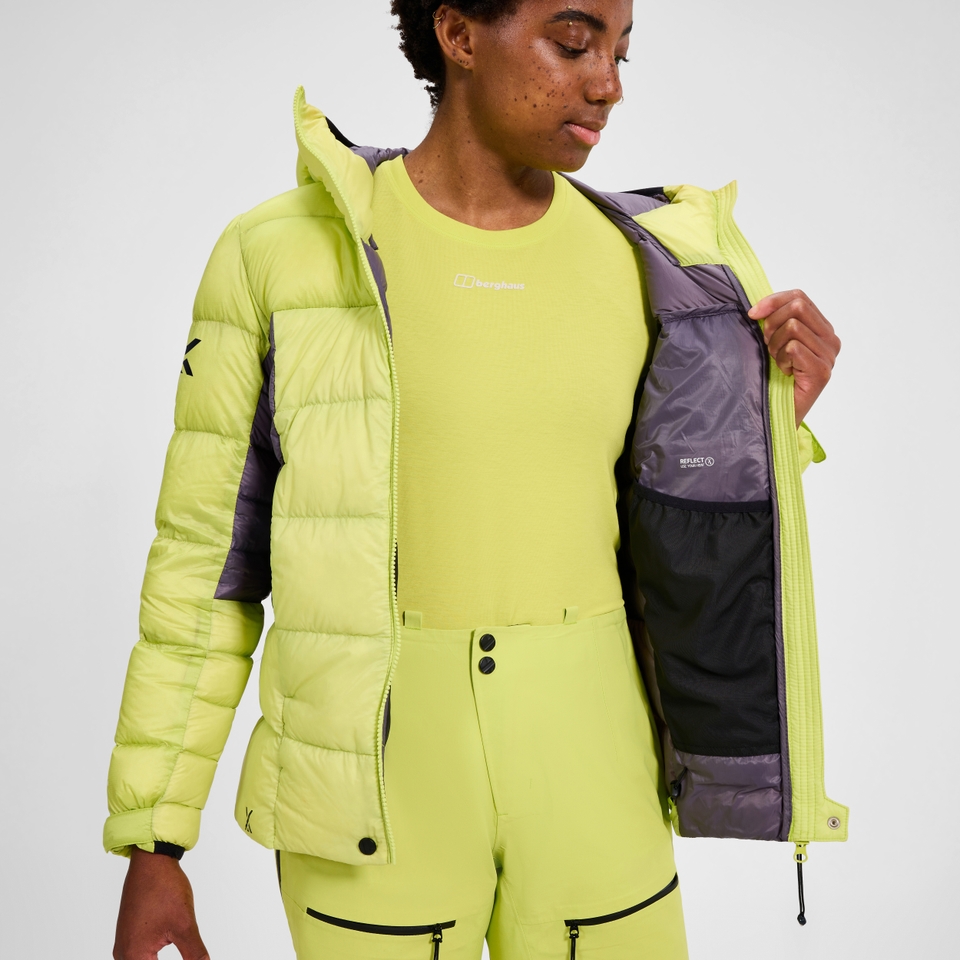 MTN Arete Ultra Daunen-Hoody für Damen - Gelb/Lila