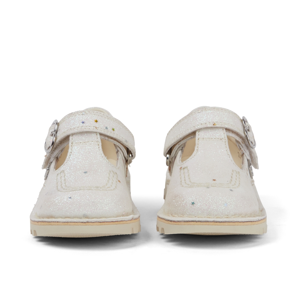 Infant Unisex Kick T-Bar Glitter Shoes White