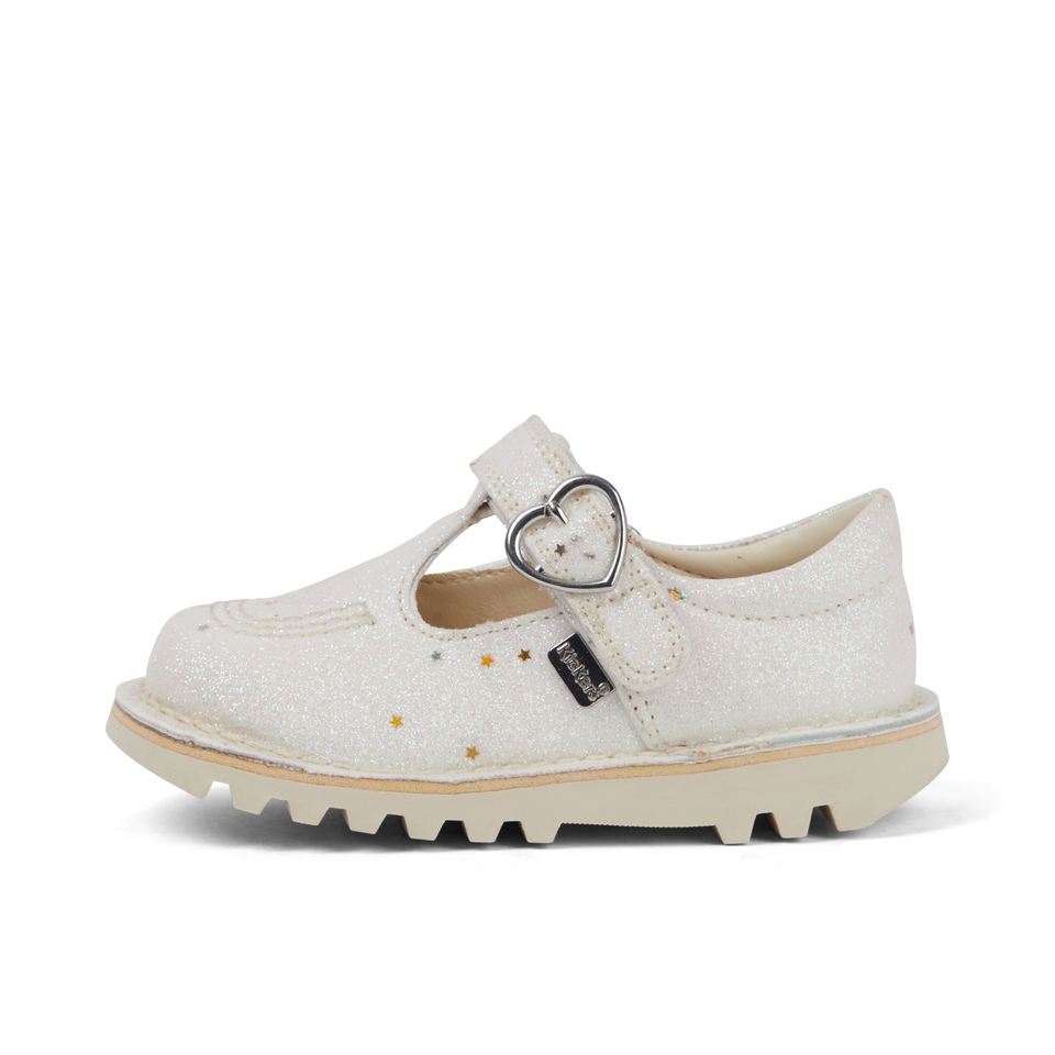 Infant Unisex Kick T-Bar Glitter Shoes White