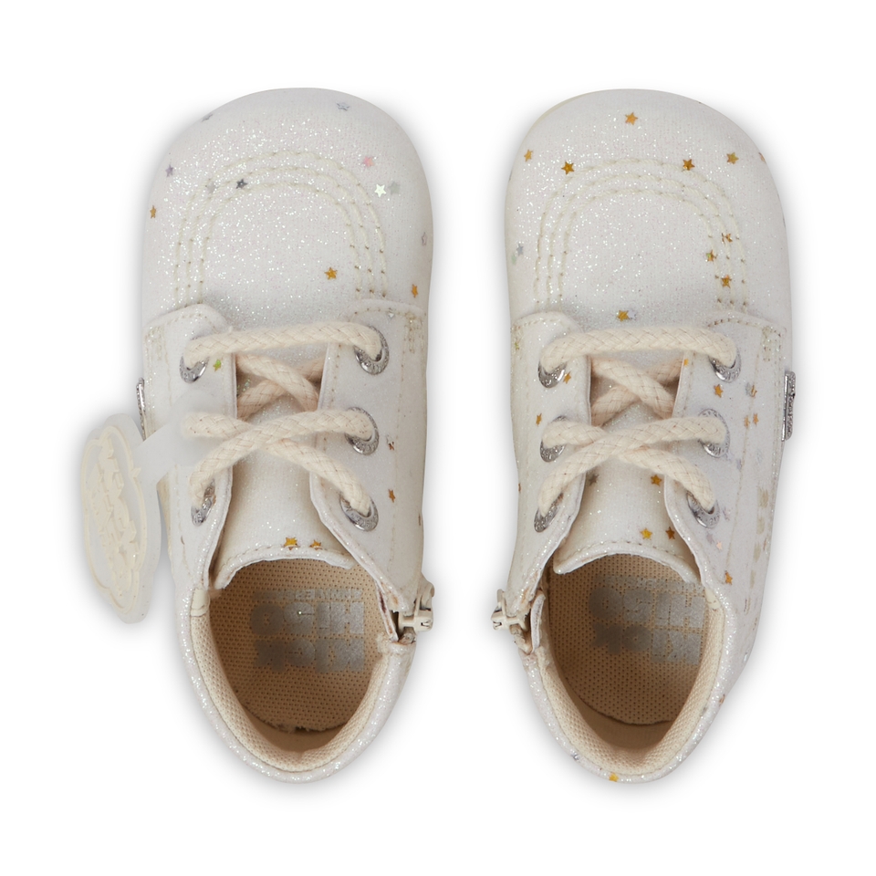 Infant Unisex Kick Hi Glitter Boots White