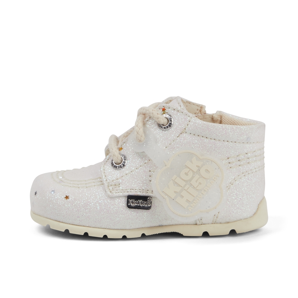 Infant Unisex Kick Hi Glitter Boots White