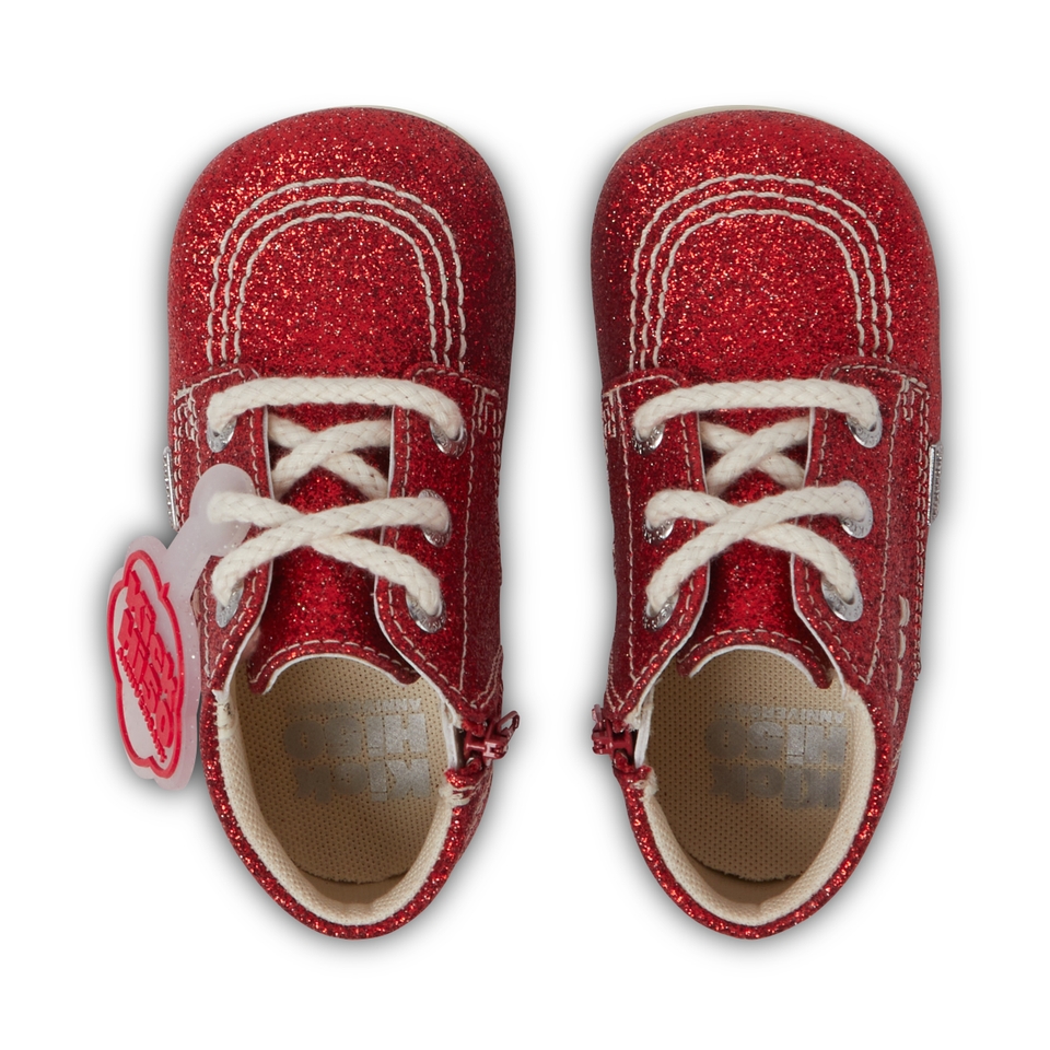 Infant Unisex Kick Hi Glitter Boots Red