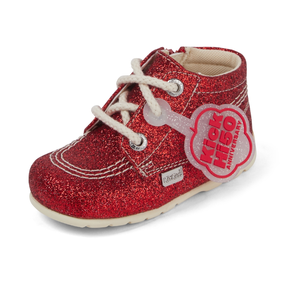 Infant Unisex Kick Hi Glitter Boots Red