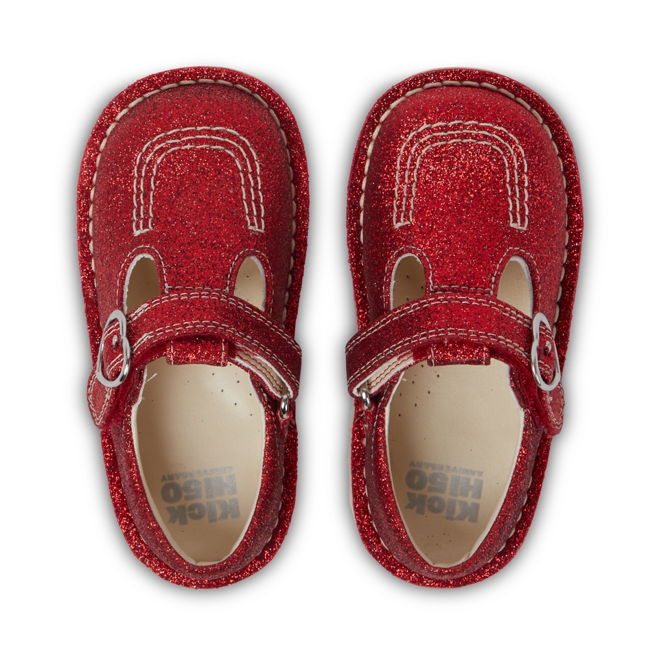 Infant Unisex Kick T-Bar Glitter Shoes Red