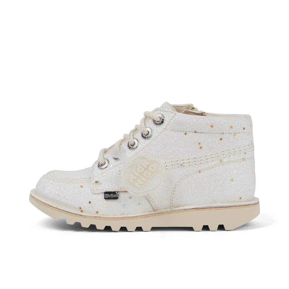 Junior Unisex Kick Hi Glitter Boots White
