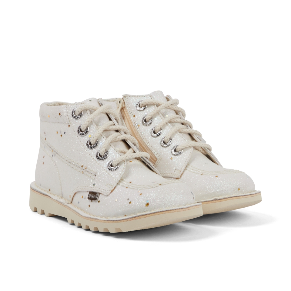 Junior Unisex Kick Hi Glitter Boots White