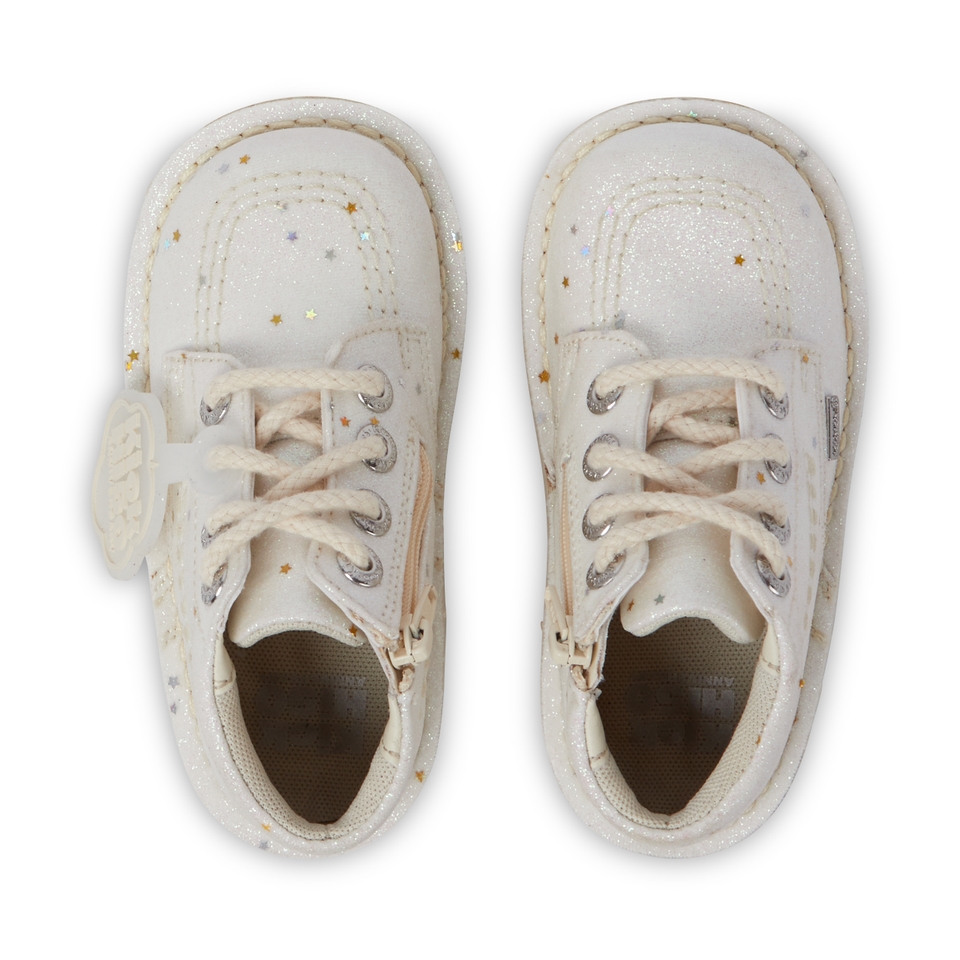 Infant Unisex Kick Hi Glitter Boots White