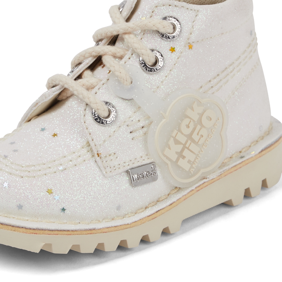 Infant Unisex Kick Hi Glitter Boots White