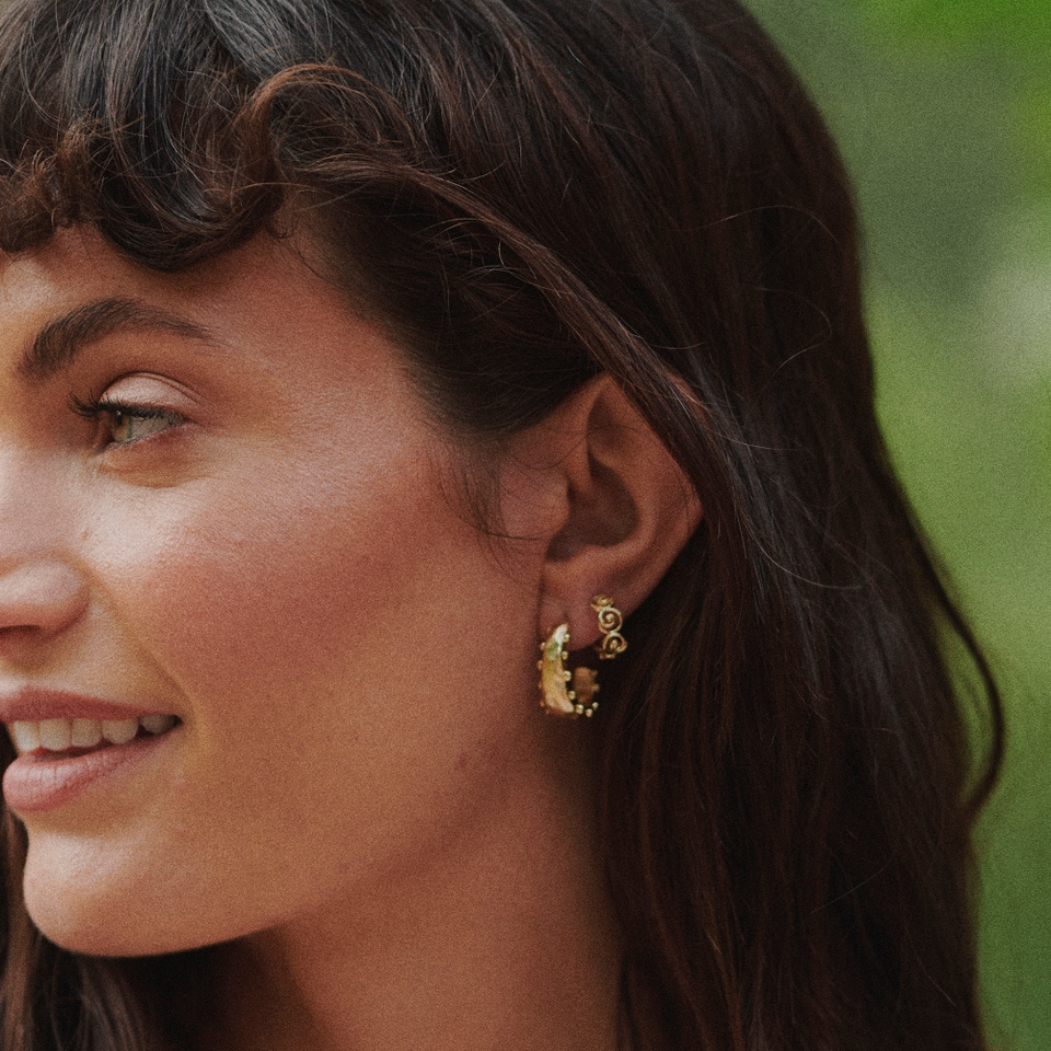 Daisy London Amulet Bobble Hoop 18k Gold-Plated Earrings