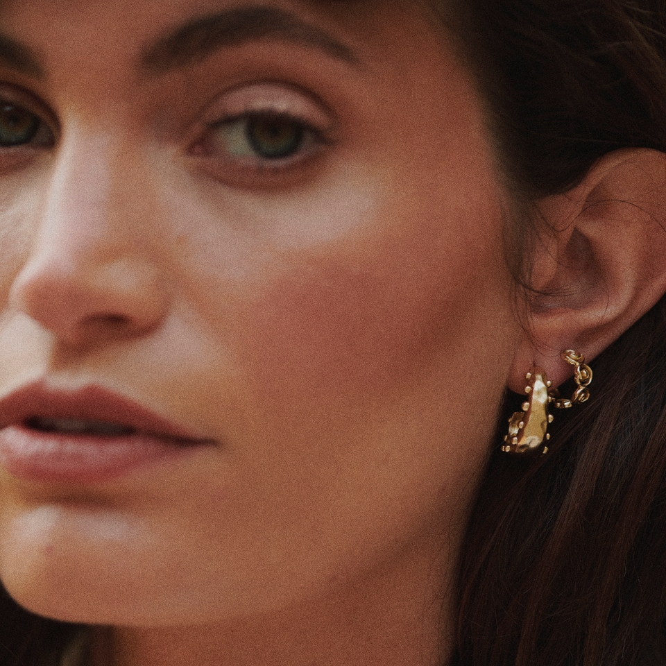 Daisy London Amulet Bobble Hoop 18k Gold-Plated Earrings