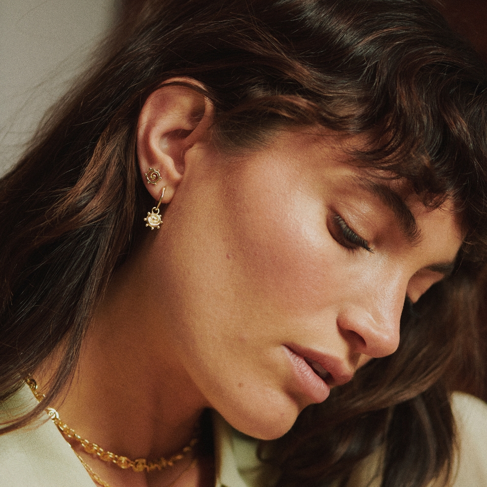 Daisy London Spiral Sun Mini Stud 18k Gold-Plated Earrings