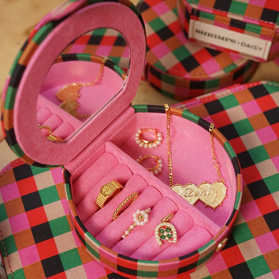 Daisy London x Shrimps Compact Cotton-Canvas Jewellery Case