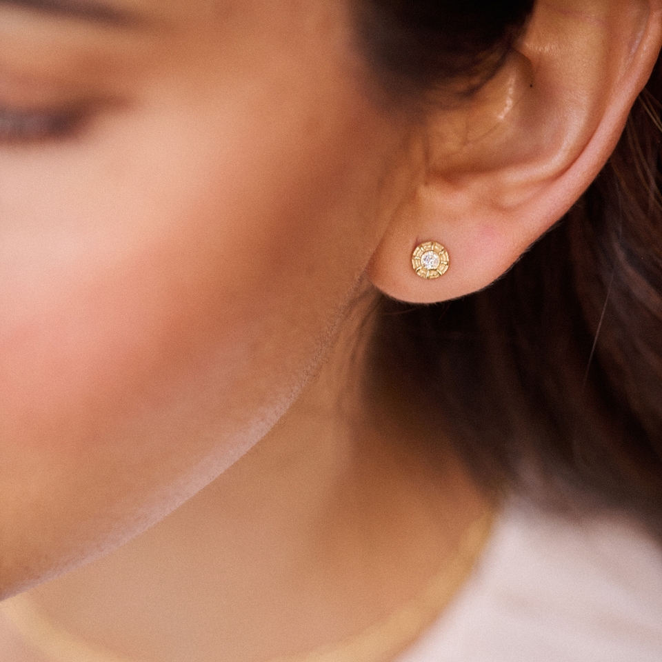 Daisy London Apollo Sparkle Stud 18k Gold-Plated Earrings