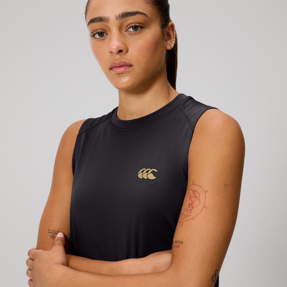 WOMENS TEMPO+ TRAINING TANK BLACKENED PEARL