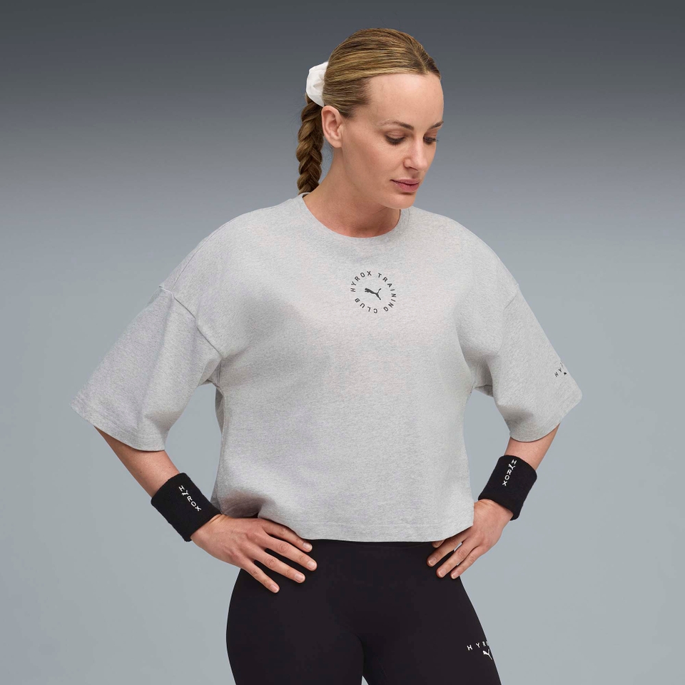 Hyrox W PUMA x HYROX CROPPED LIFESTYLE TEE - Gray