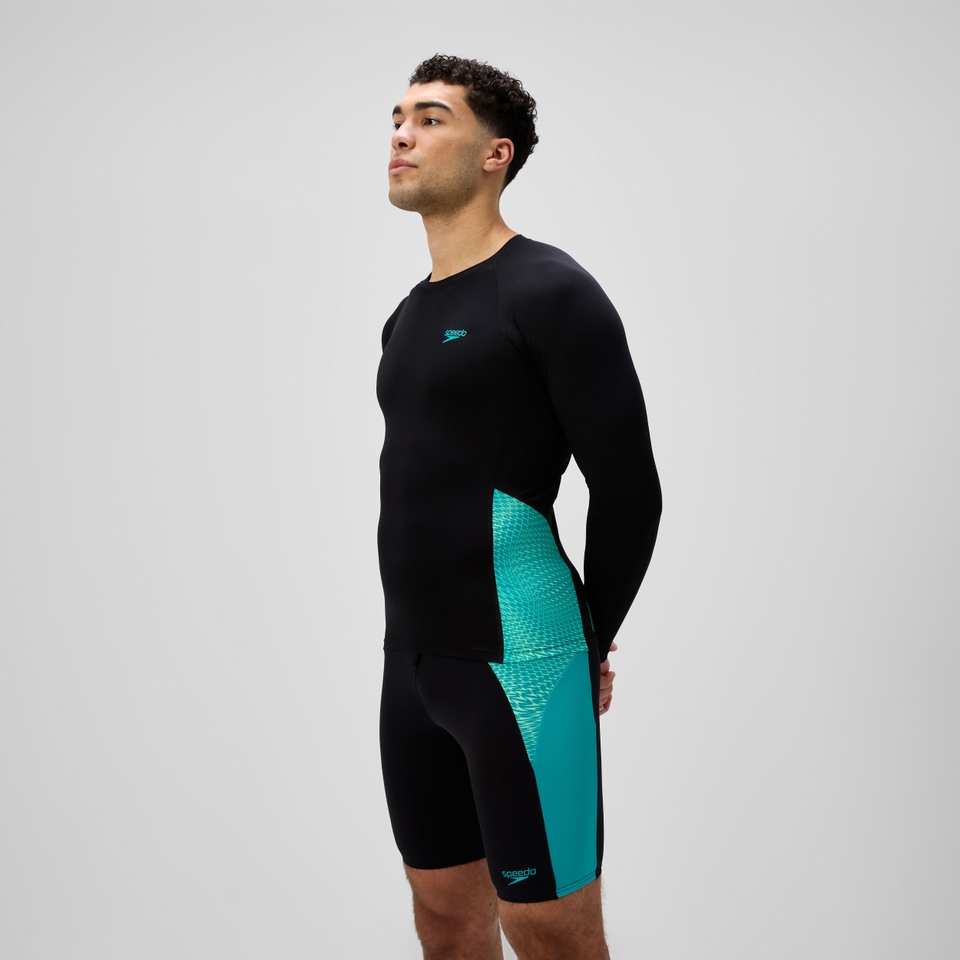 Men's Endurance+ MAX Splice Rashguard Black/Turquoise