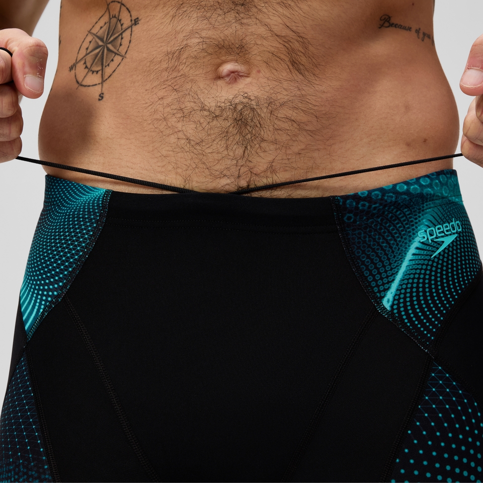Herren Endurance+ MAX mittellange Kompressions-Schwimmhose Schwarz/Türkis