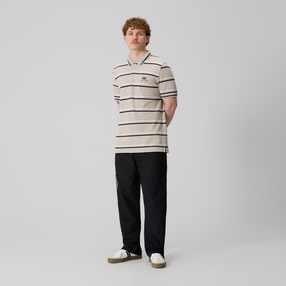 Mens Multi Stripe Polo Beige