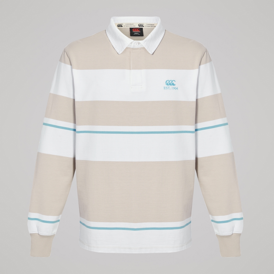 Mens Multi Stripe Rugby Jersey Beige