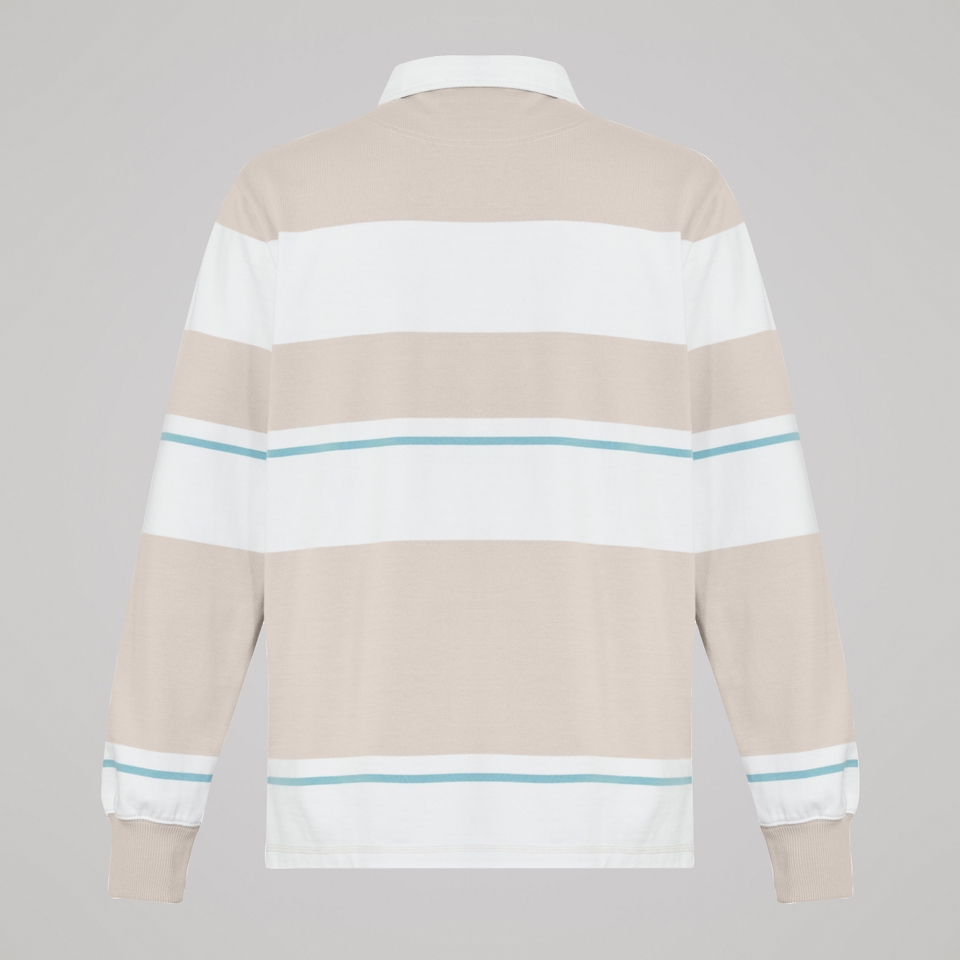 Mens Multi Stripe Rugby Jersey Beige