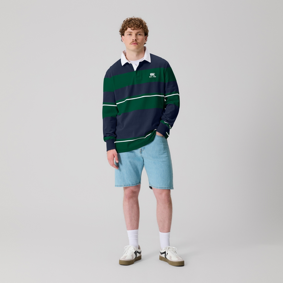 Mens Multi Stripe Rugby Jersey Navy