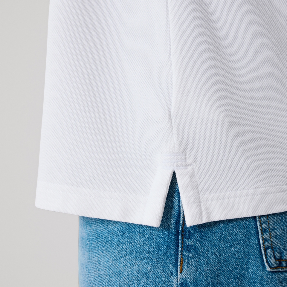 Mens Chest Stripe Polo White