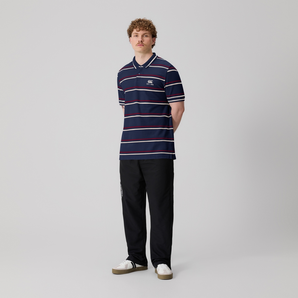 Mens Multi Stripe Polo Navy