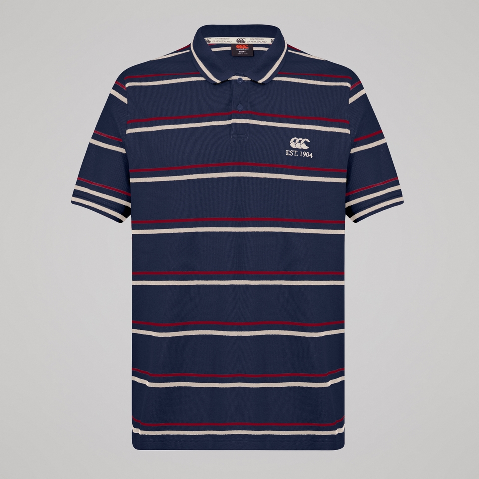 Mens Multi Stripe Polo Navy