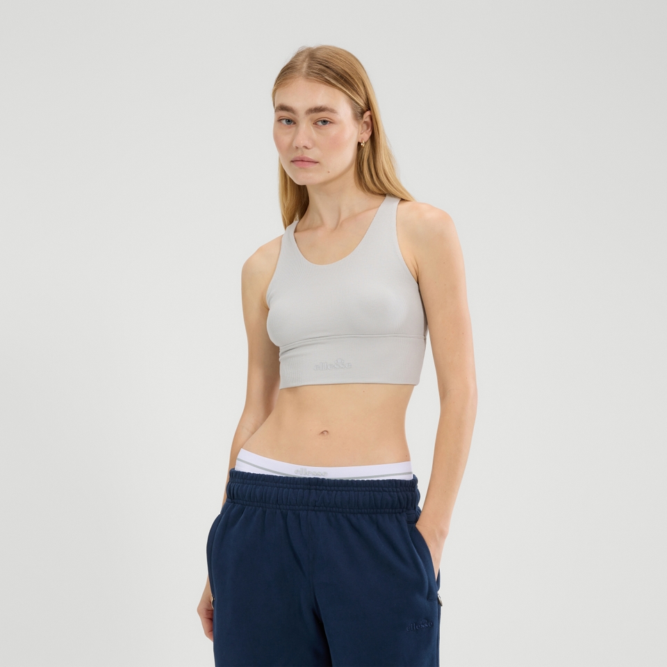 Women's Ballante Scoop Neck Racerback Bra Top Light Grey Marl