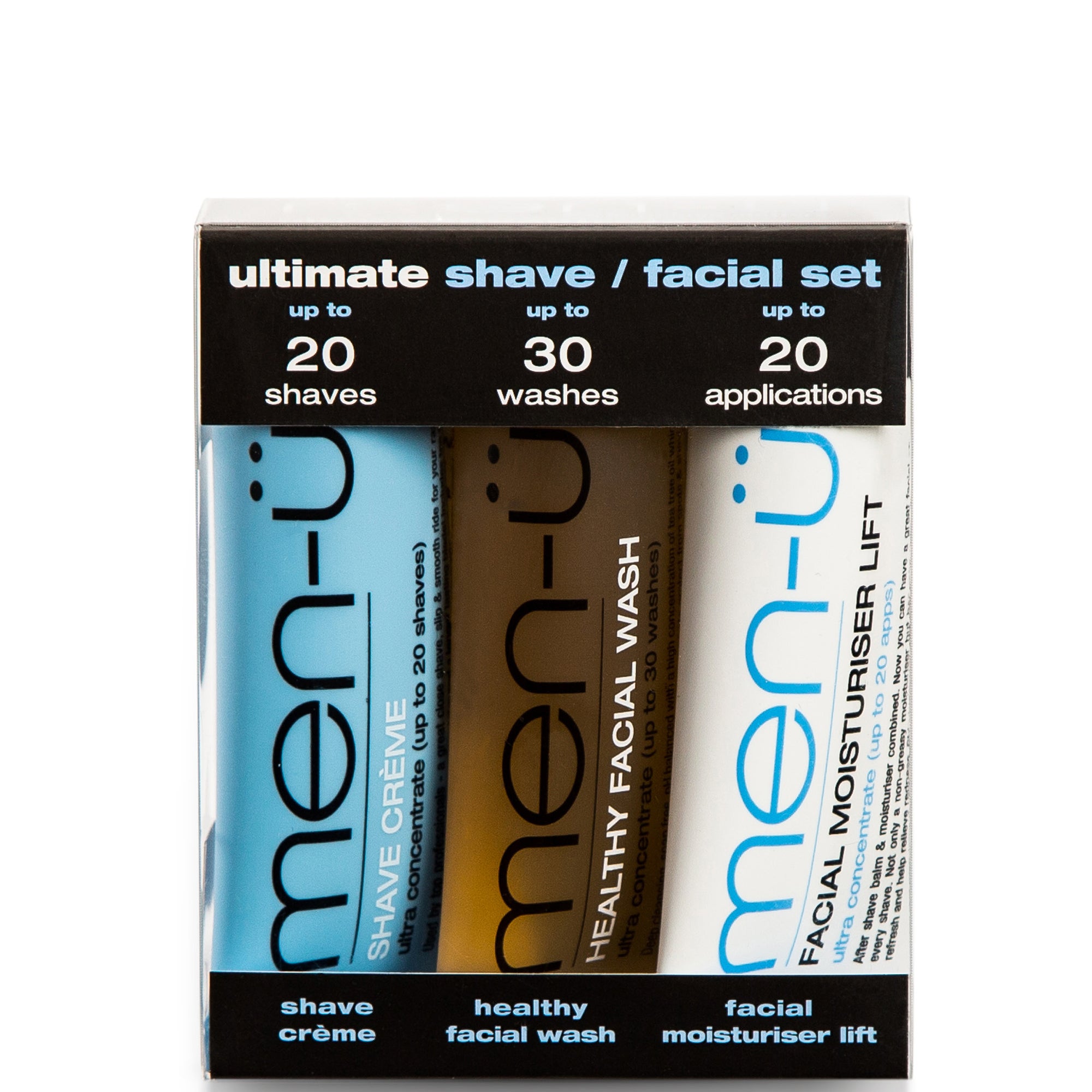 Face Shaving Essentials men-ü Ultimate Shave Facial Set - 15ml (3 Products) | LOOKFANTASTIC