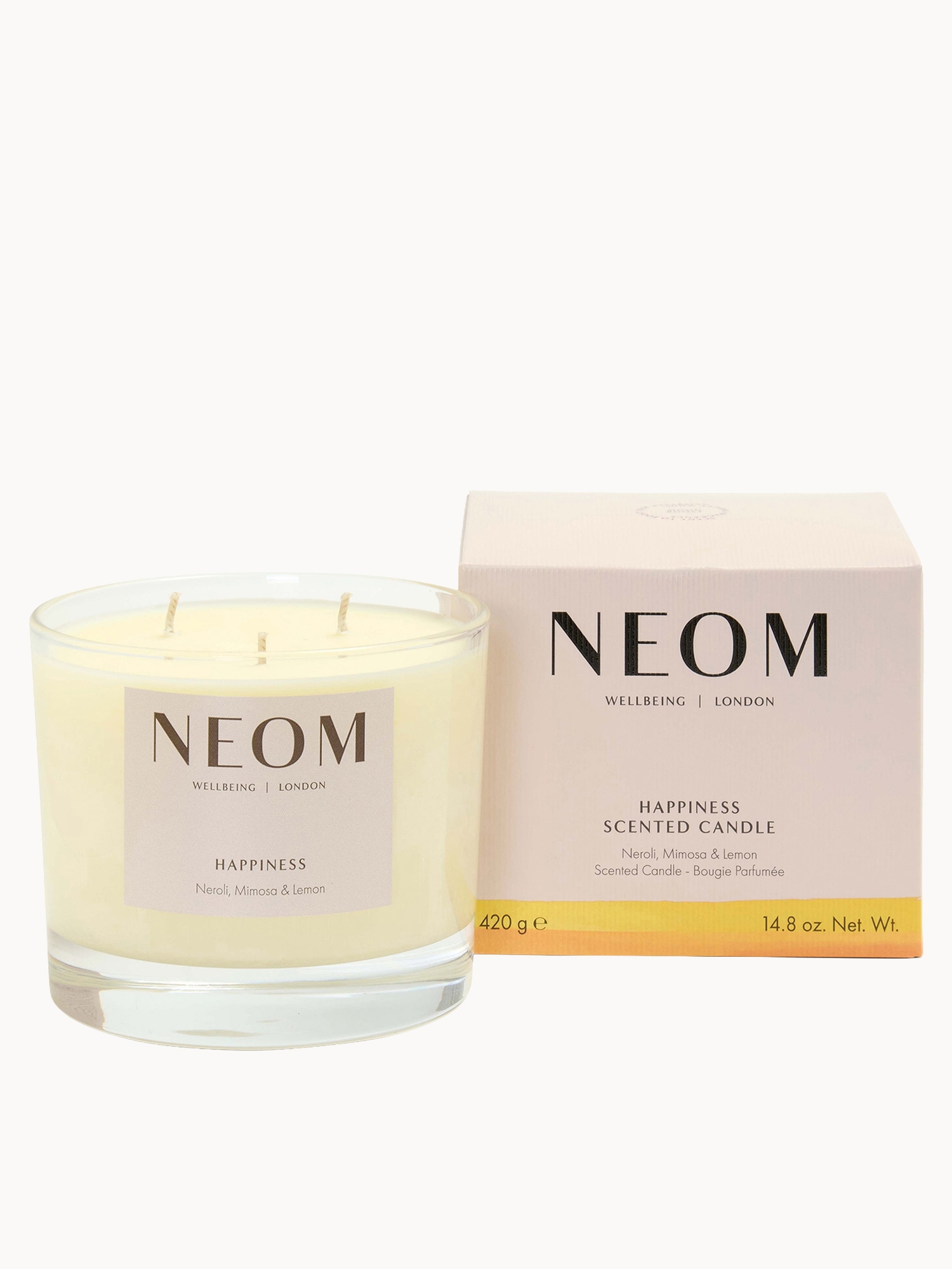 NEOM: NEOM Wellbeing Happiness Scented 3 Wick Candle