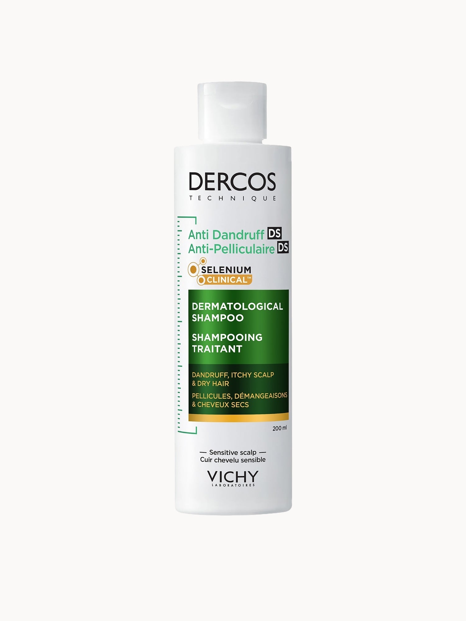 Vichy Dercos Technique Anti-Dandruff Purifying Shampoo for Sensitive, Dry Hair and Scalp 200ml
