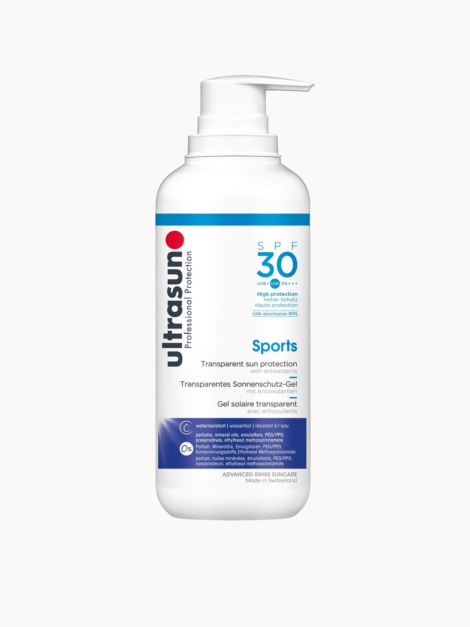 Ultrasun Transparent Sun Protection Sports Gel SPF30 400ml