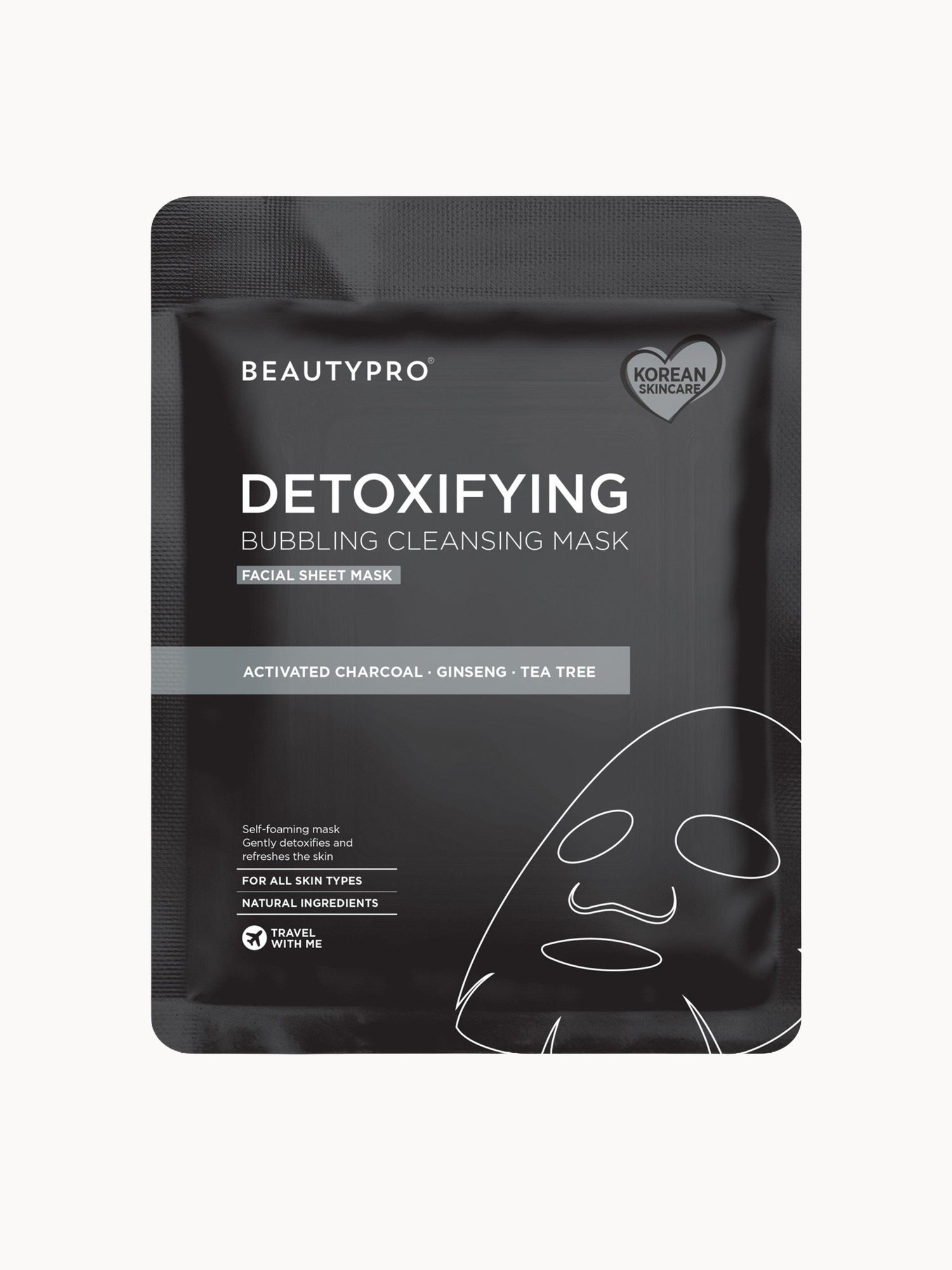 BEAUTYPRO Detoxifying Foaming Cleansing Sheet Mask with Activated Charcoal