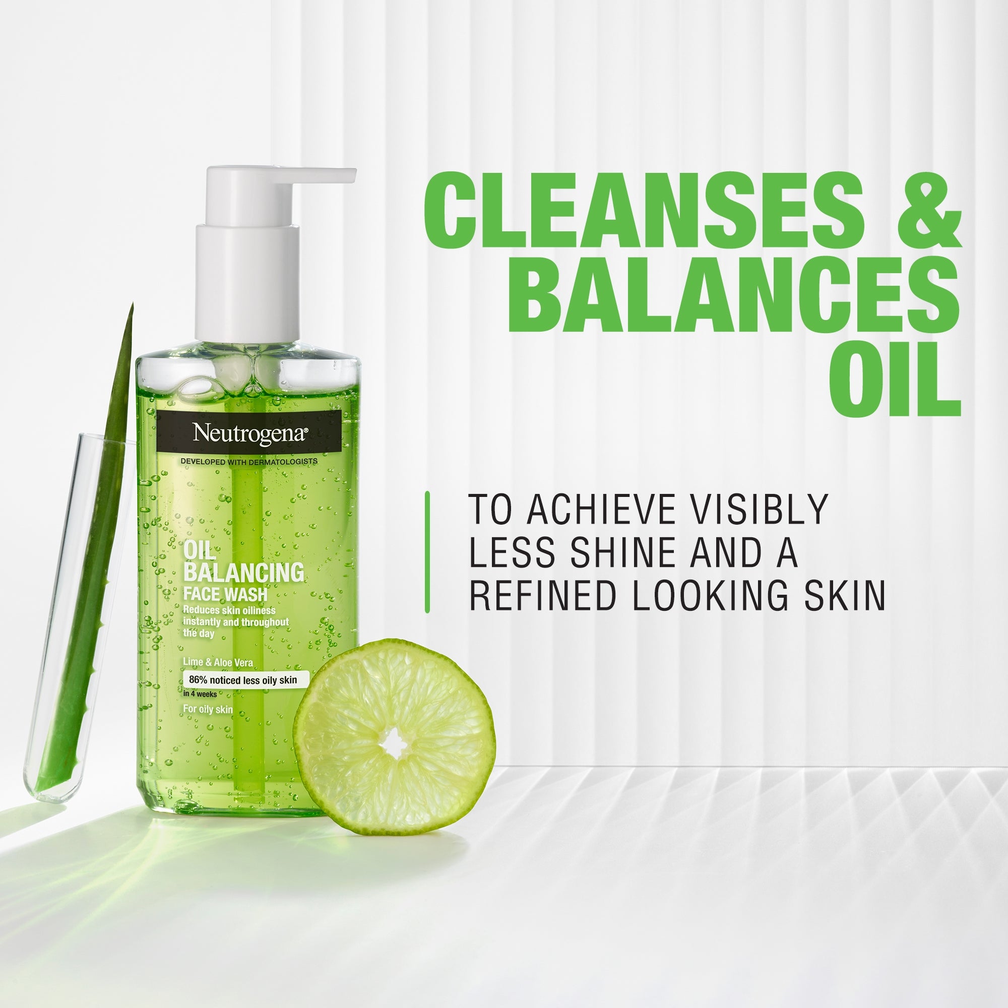 Neutrogena Oil Balancing Facial Wash with Lime and Aloe Vera for Oily Skin  200ml | LOOKFANTASTIC