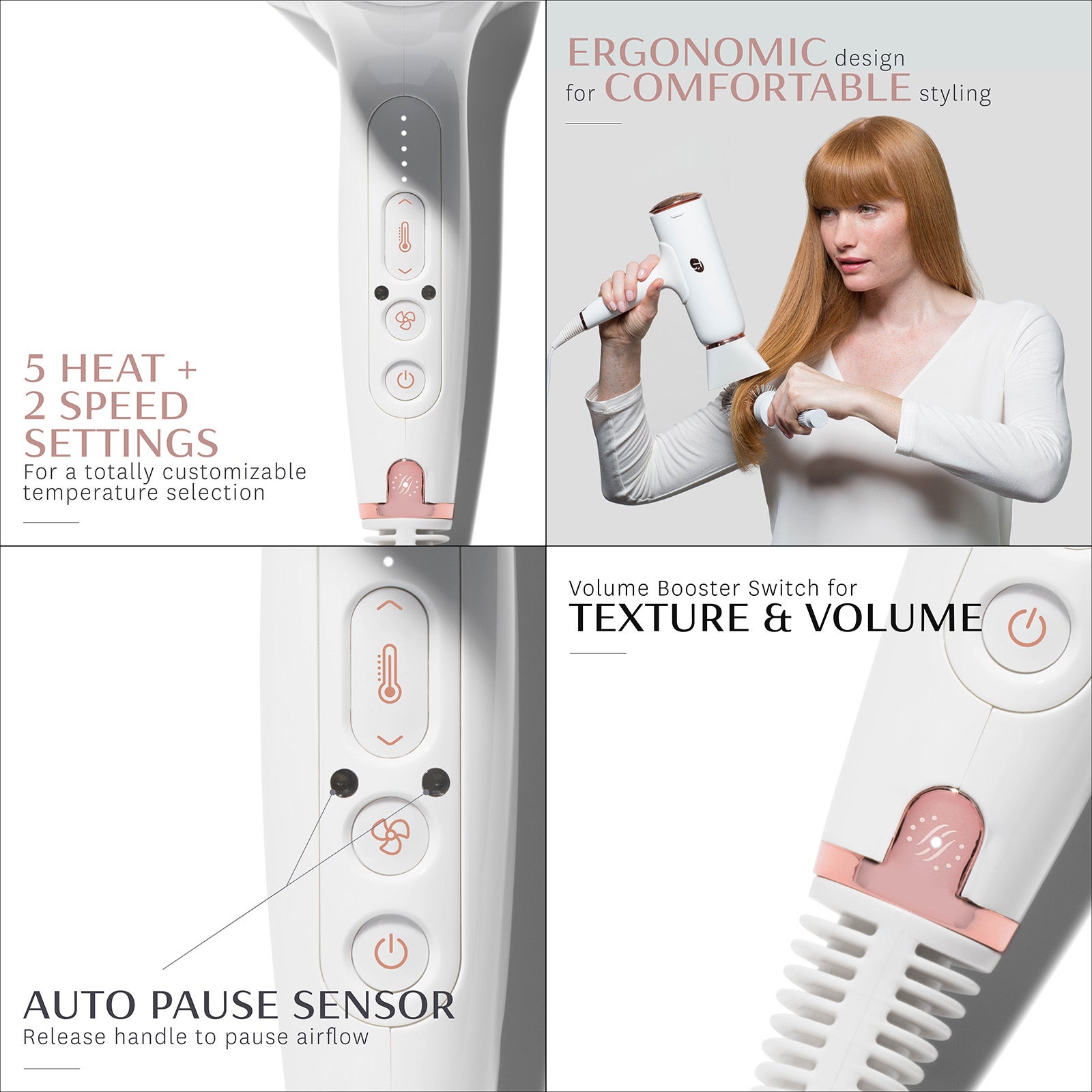 T3 Cura Luxe Professional Ionic Hair Dryer with Auto Pause 
