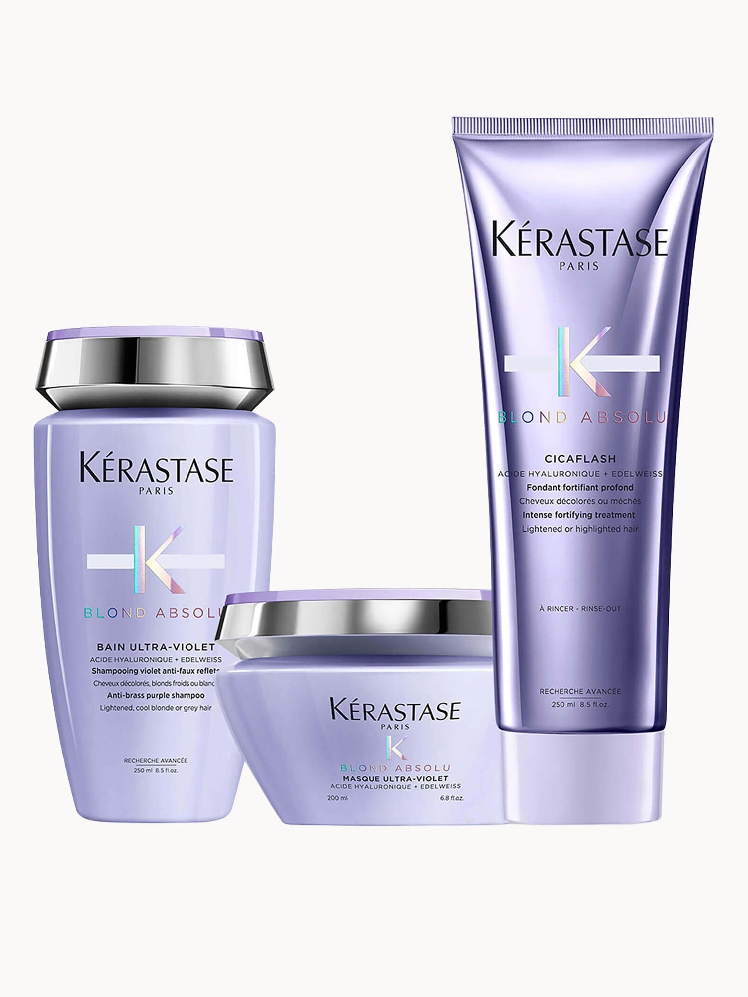 3本セット！KÉRASTASE BLOND ABSOLU CICAFLASH Kérastase Blond Absolu Ultra Violet Shampoo, Masque and