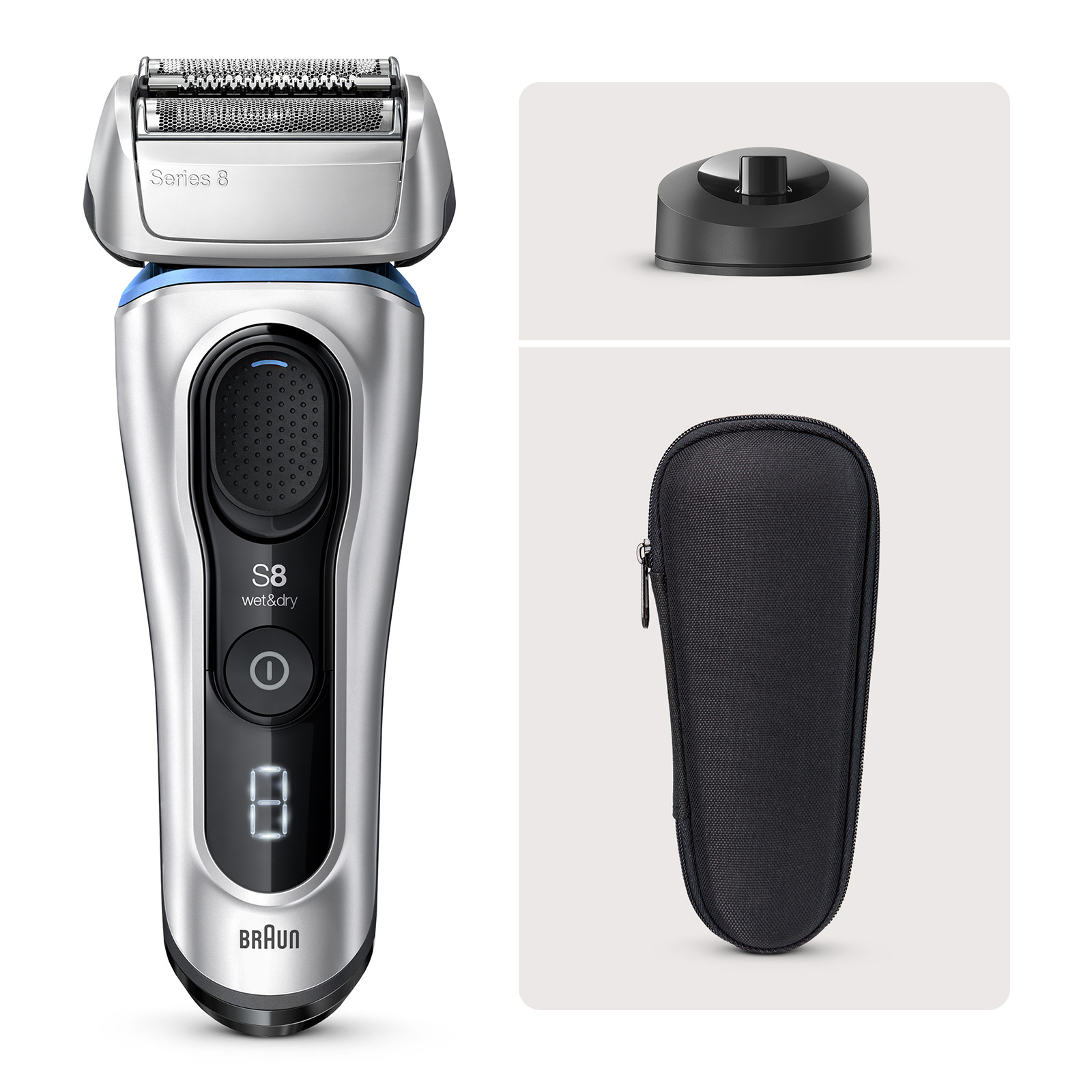 Braun Series 8 8350s Electric Shaver, Silver | LOOKFANTASTIC