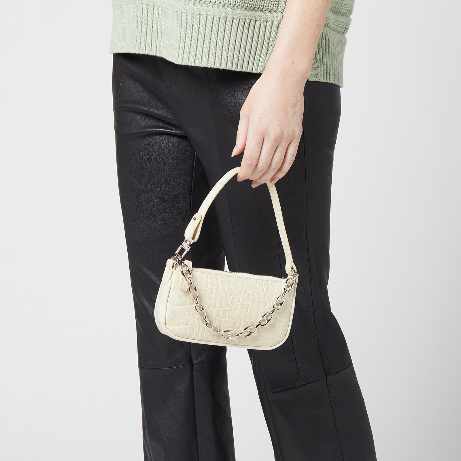 BY FAR Women s Mini Rachel Croco Bag Cream Coggles