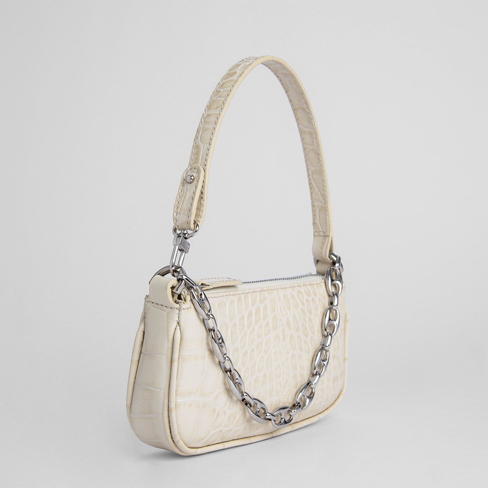 BY FAR Women s Mini Rachel Croco Bag Cream Coggles